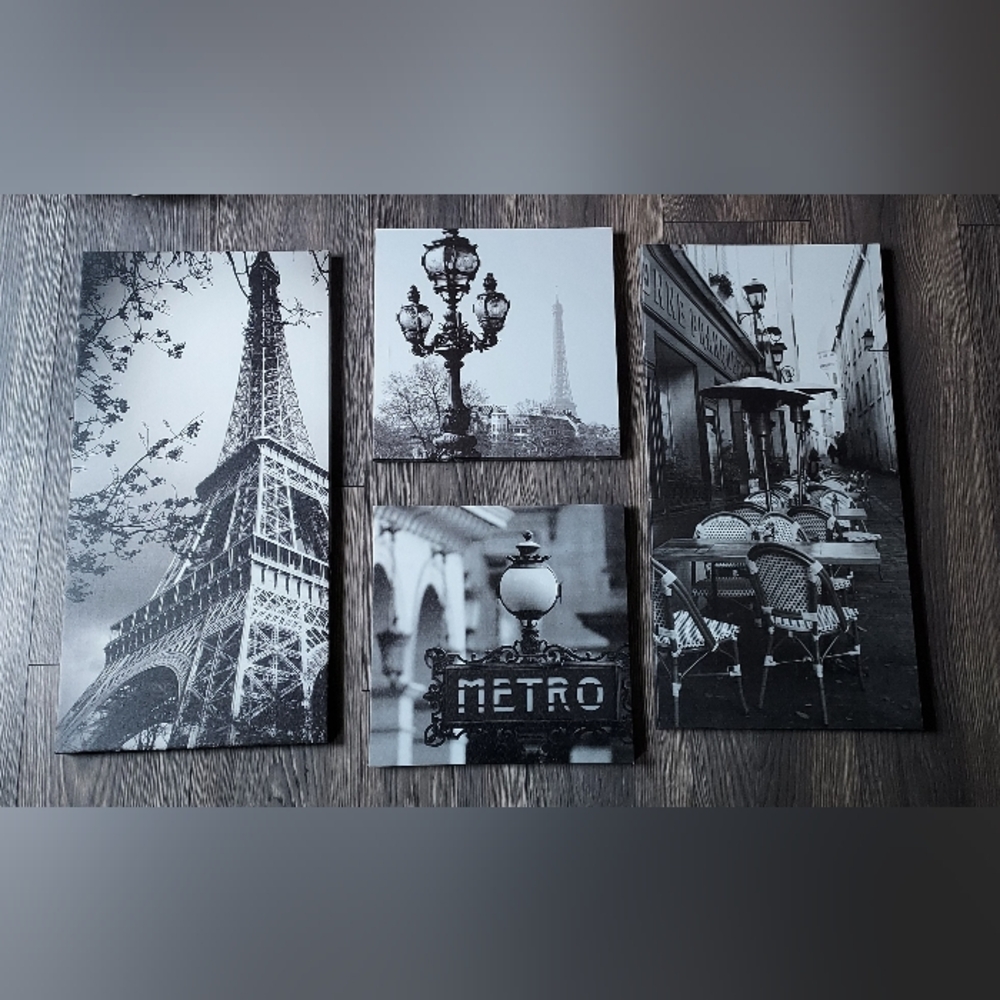 Parisian Black and White Canvas Art Set